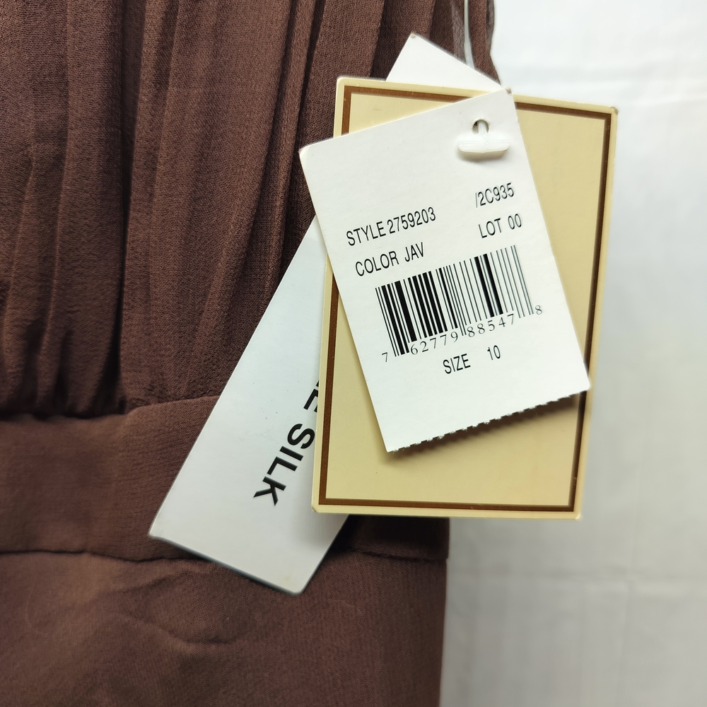 Jonathan Martin 100% Silk Brown Fairycore Romantic Midi Dress Size 10 Cottagecor - Picture 10 of 10